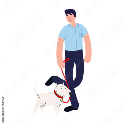 man walking with a dog