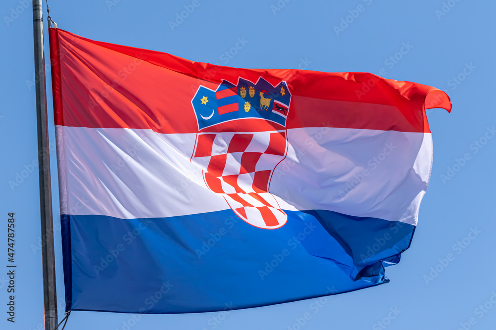 Naklejka premium Croatian national flag. Republic of Croatia. HR
