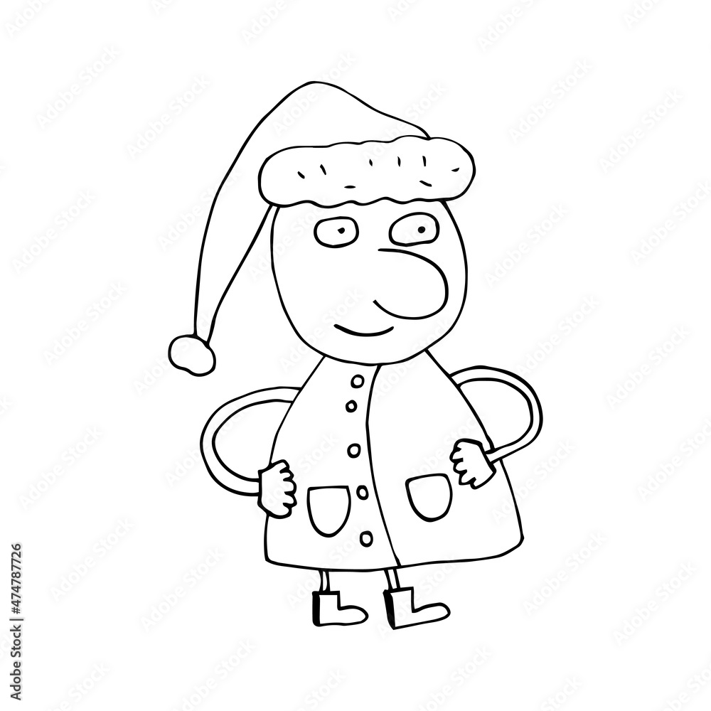 Vector outline of Santa Claus. Vector outline of the Snow Maiden. Snowing. Christmas prints. Christmas mood. Winter. Isolated. Coloring pages for children and adults. Cartoon. Freehand drawing. Vector outline of Santa Claus. Vector outline of the Snow Maiden. Snowing. Christmas prints. Christmas mood. Winter. Isolated. Coloring pages for children and adults. Cartoon. Freehand drawing.