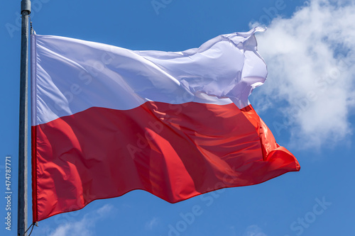Polish national flag. Republic of Poland. PL