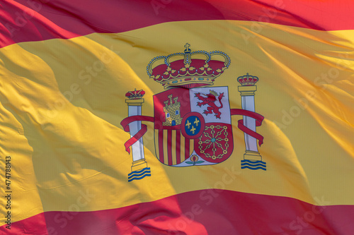 Spanish national flag. Kingdom of Spain. ESP photo