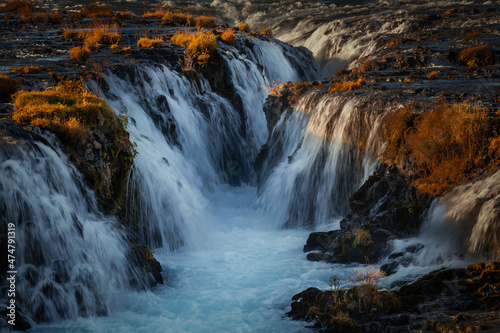 The beautifull Bruarfoss blue waterfall in Iceland