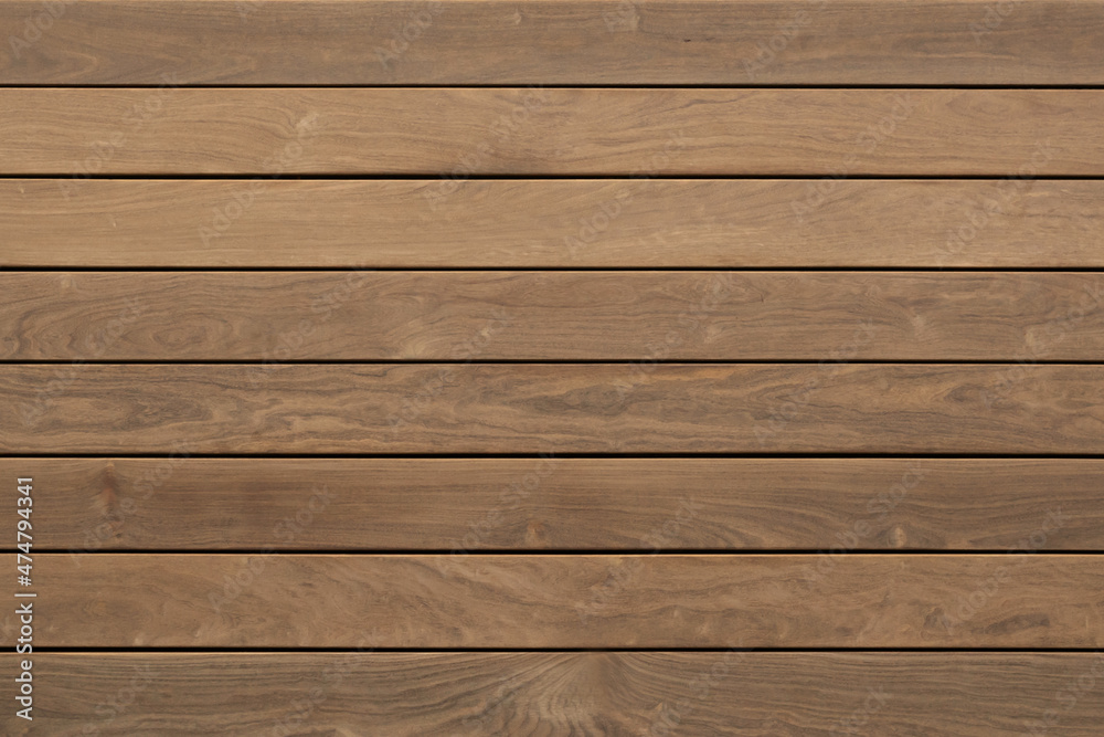 Obraz premium Exterior wooden decking or flooring on the terrace, Wood parquet flooring. exterior wooden decking or flooring isolated on white background