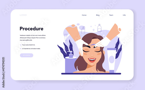 Salon dermaplaning procedure web banner or landing page