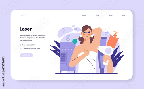 Depilation and epilation web banner or landing page. Hair removal methods