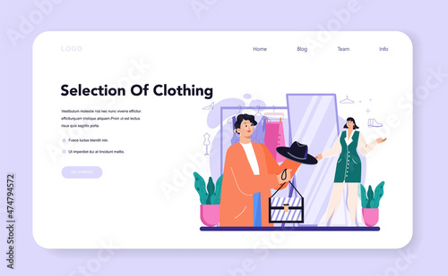 Fashion stylist web banner or landing page. Modern, creative job