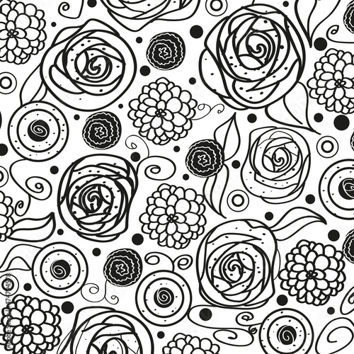 Square pattern on white. Zentangle. Hand drawn mandala on isolated background. Design for spiritual relaxation for adults. Print for flyers and banners. Black and white illustration for coloring