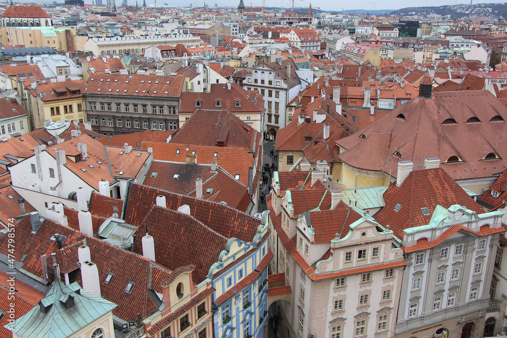 Walking around looking at the skyline and streets of Prague