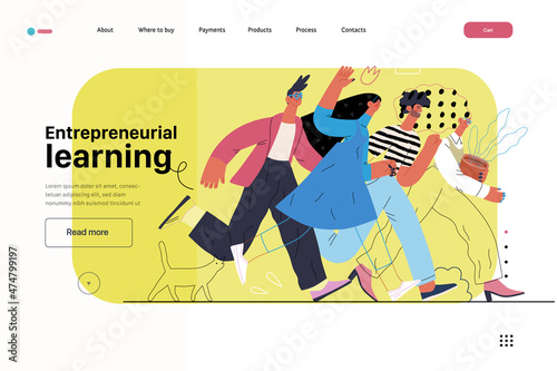 Startup illustration, website landing template. Concept of building new business