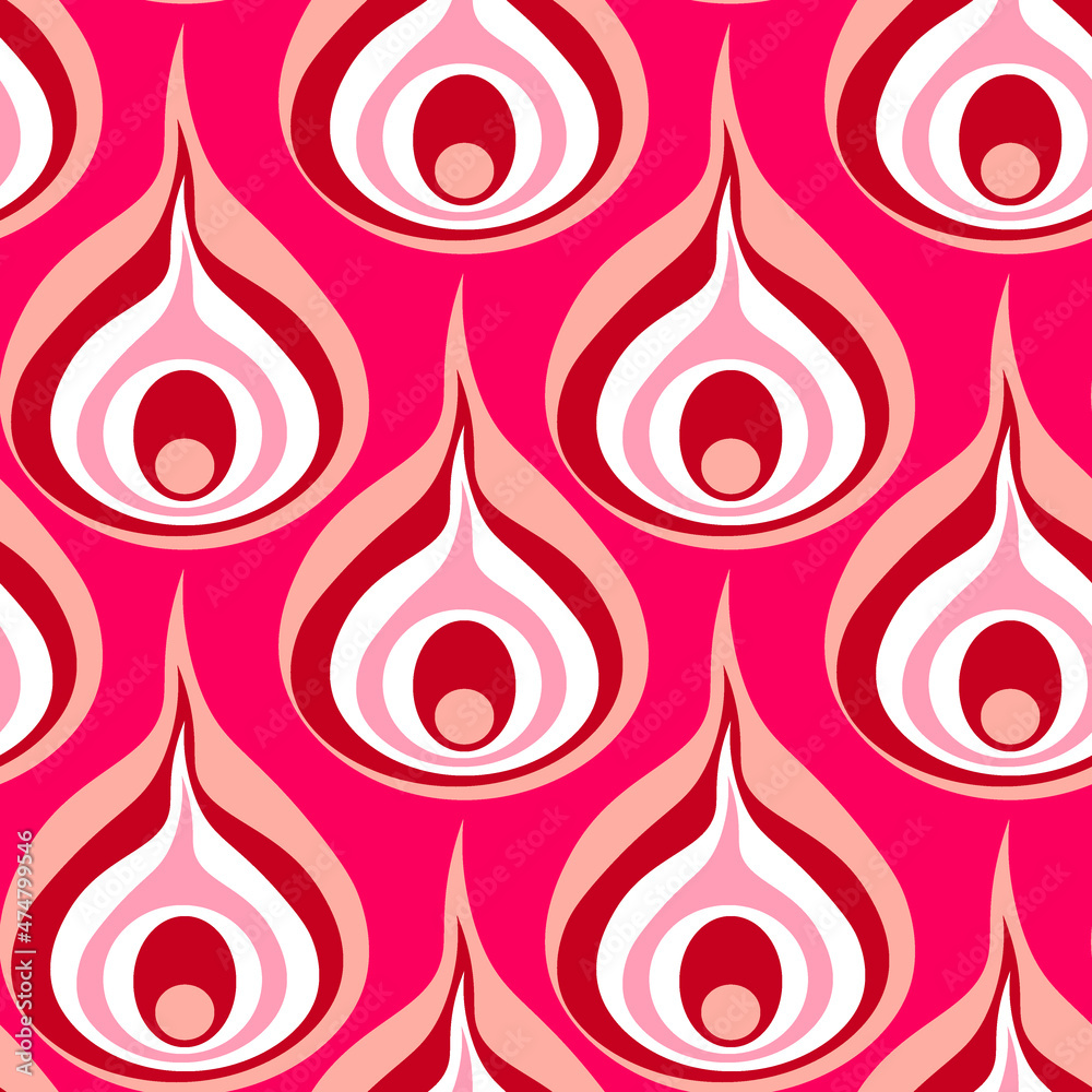 Illustration A seamless pattern on a square background - a peacock feather or an onion in section. Design element for the design of books, notebooks, postcards, interior items. Wallpapers, textiles