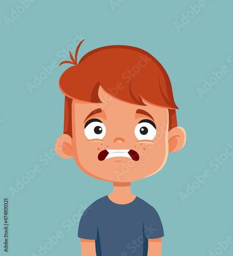 Little Boy Looking Scared Vector Cartoon