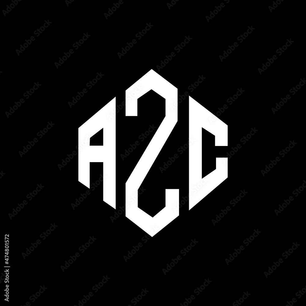 AZC letter logo design with polygon shape. AZC polygon and cube shape logo design. AZC hexagon vector logo template white and black colors. AZC monogram, business and real estate logo.