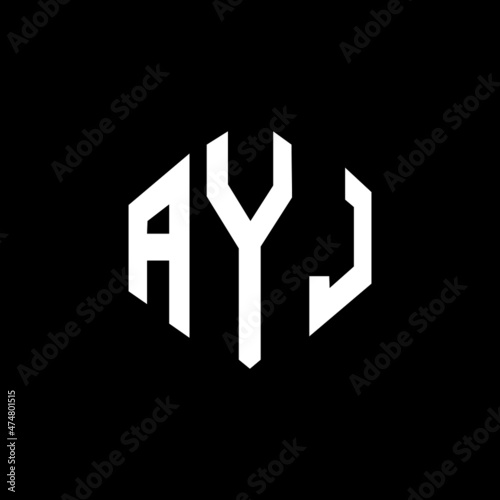 AYJ letter logo design with polygon shape. AYJ polygon and cube shape logo design. AYJ hexagon vector logo template white and black colors. AYJ monogram, business and real estate logo.