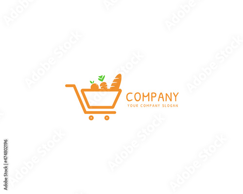 food fruit cart logo suitable for healthy fruit sales company or related