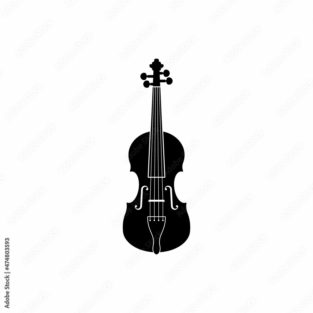 violin cello fiddle contrabass silhouette icon vector