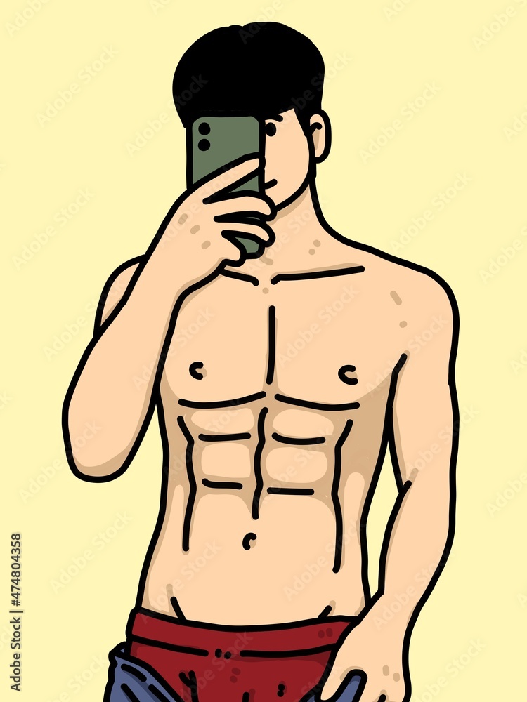 Fototapeta premium cute man cartoon on yellow background