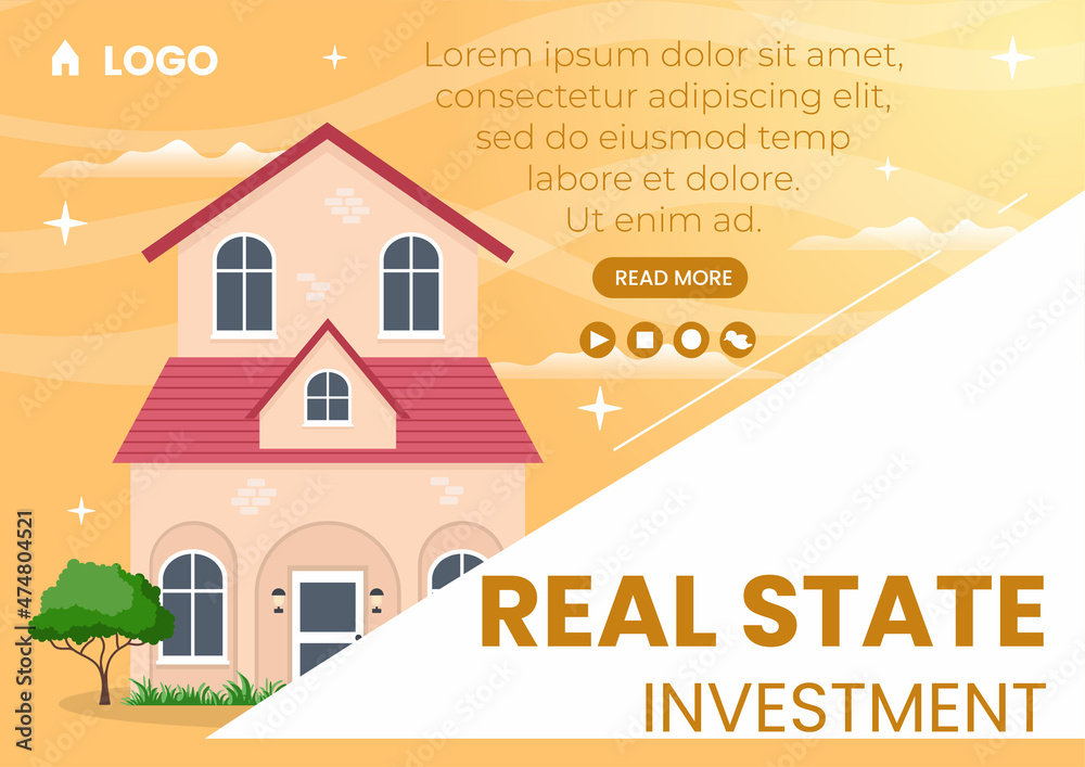Real Estate Investment Brochure Template Flat Design Illustration Editable of Square Background Suitable for Social media, Greeting Card and Web Internet Ads