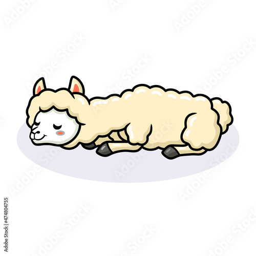 Cute little alpaca cartoon sleeping
