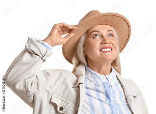 Mature woman in felt hat lo...