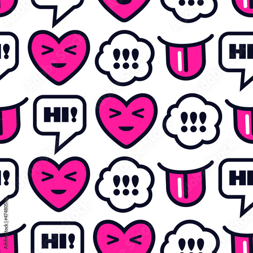 pop art seamless pattern with funny hearts