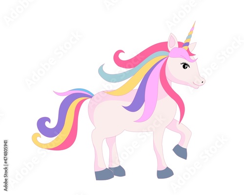 Beautiful unicorn animation with rainbow color