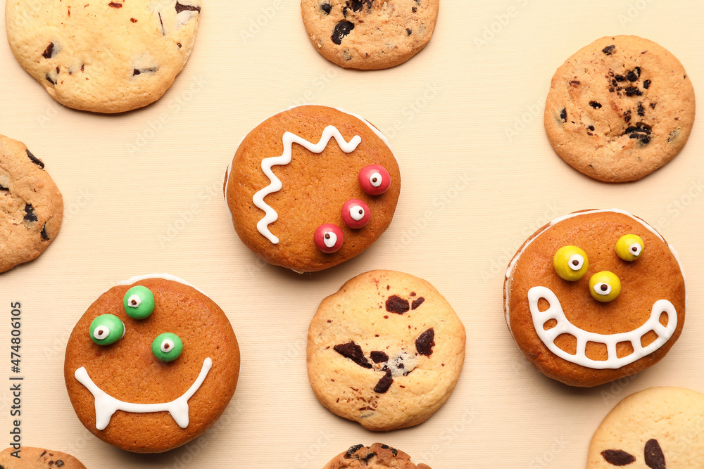 Funny cookies on light background Funny cookies on light background