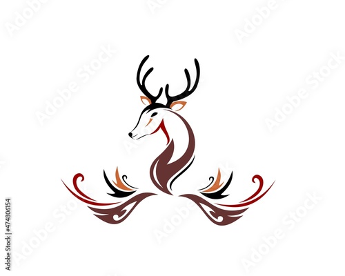 deer shaped ornament, tattoo shaped, logo brand