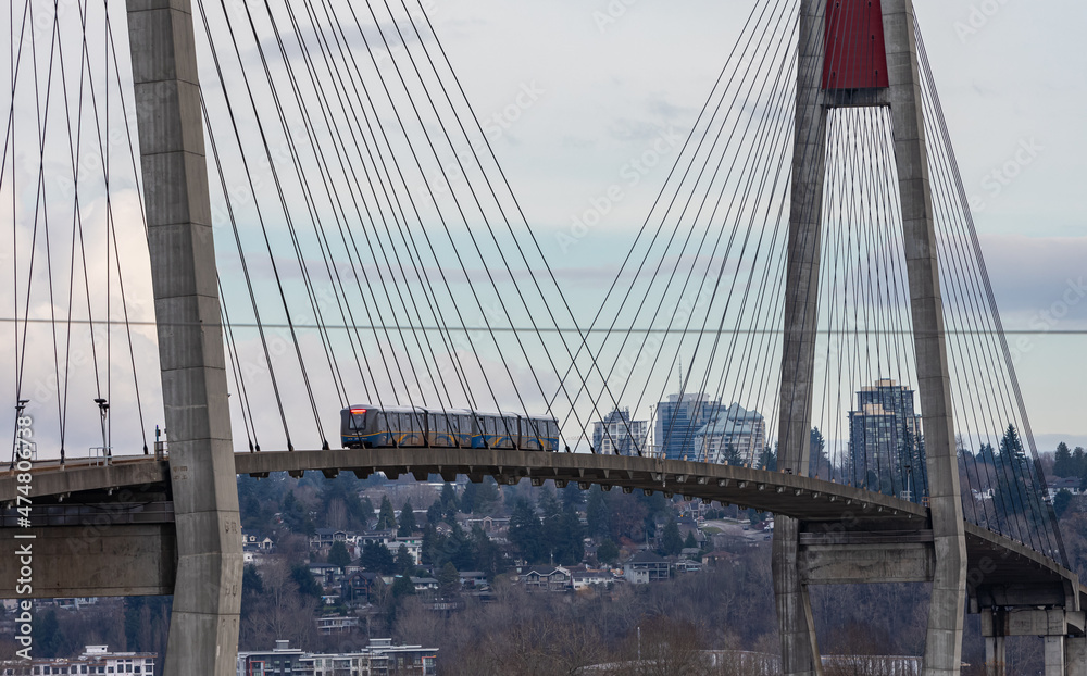 Fototapeta premium The SkyBridge is a cable stayed bridge for sky trains between New Westminster and Surrey.