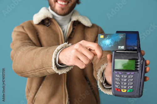 Young man with banking term...