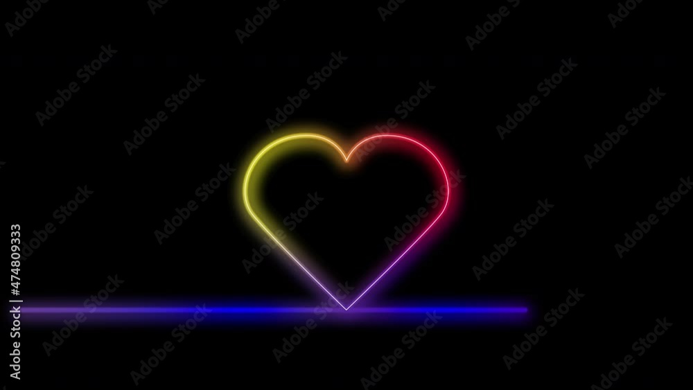 Heart self drawing single line animation. Symbol of heart, love and Valentine's Day. Line art. Glow multicoloured line Heart self drawing single line animation. Symbol of heart, love and Valentine's Day. Line art. Glow multicoloured line