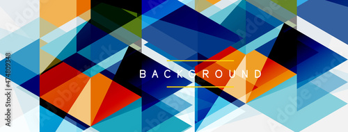Color triangles composition, geometric abstract background. Techno or business concept, pattern for wallpaper, banner, background, landing page