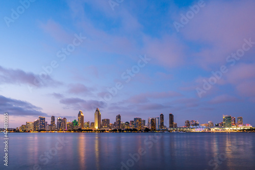 San Diego skyline cityscape at dusk
