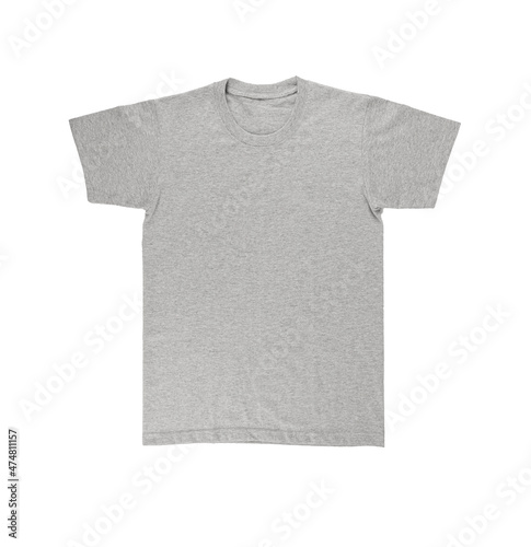  Grey t shirt isolated on white background.
