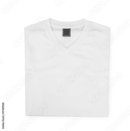 Folded V neck t shirt isolated on white