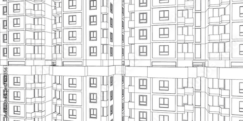 Architecture background of apartment drawing sketch