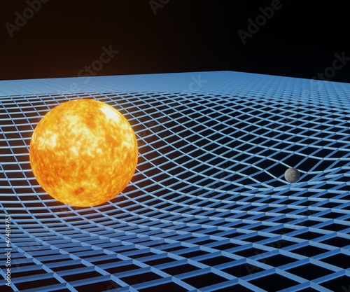 Obraz na płótnie gravitational force from the sun and the planet in the space