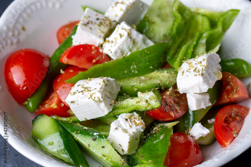 Sliced cucumber tomatoes, p...