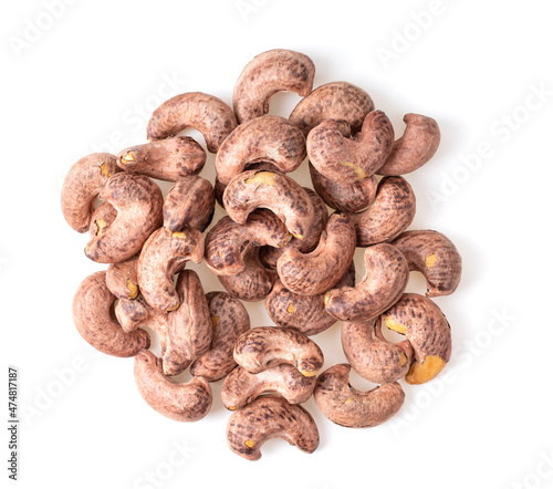 Roasted cashew nuts isolated on white background