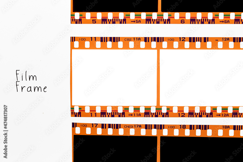 (35 mm.) film collections frame.With white space.film camera.	