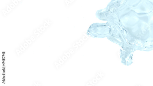 transparent figure of a turtle in the corner photo on a white background