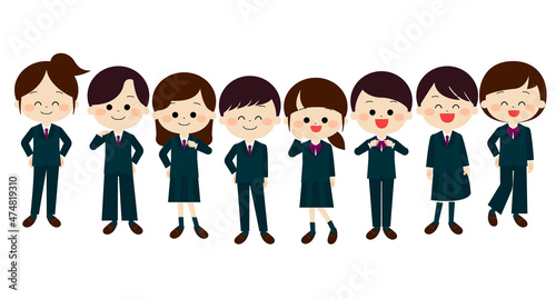 さまざまなスタイルの制服を楽しむ学生達