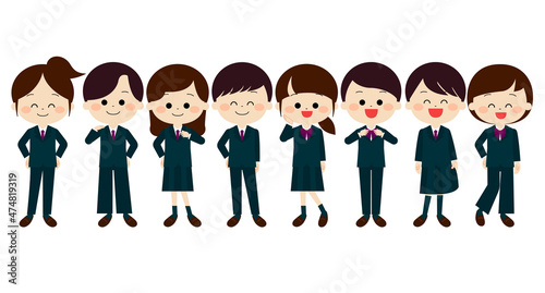 さまざまなスタイルの制服を楽しむ学生達