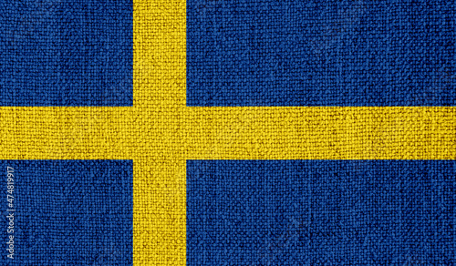 Sweden flag on knitted fabric