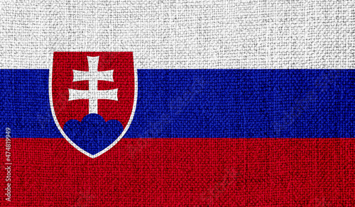 Slovakia flag on knitted fabric photo