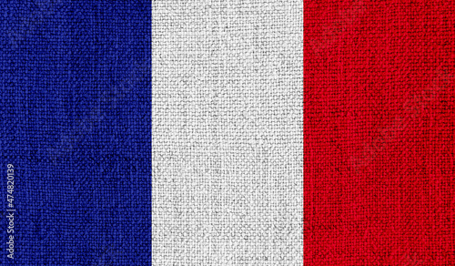 France flag on knitted fabric