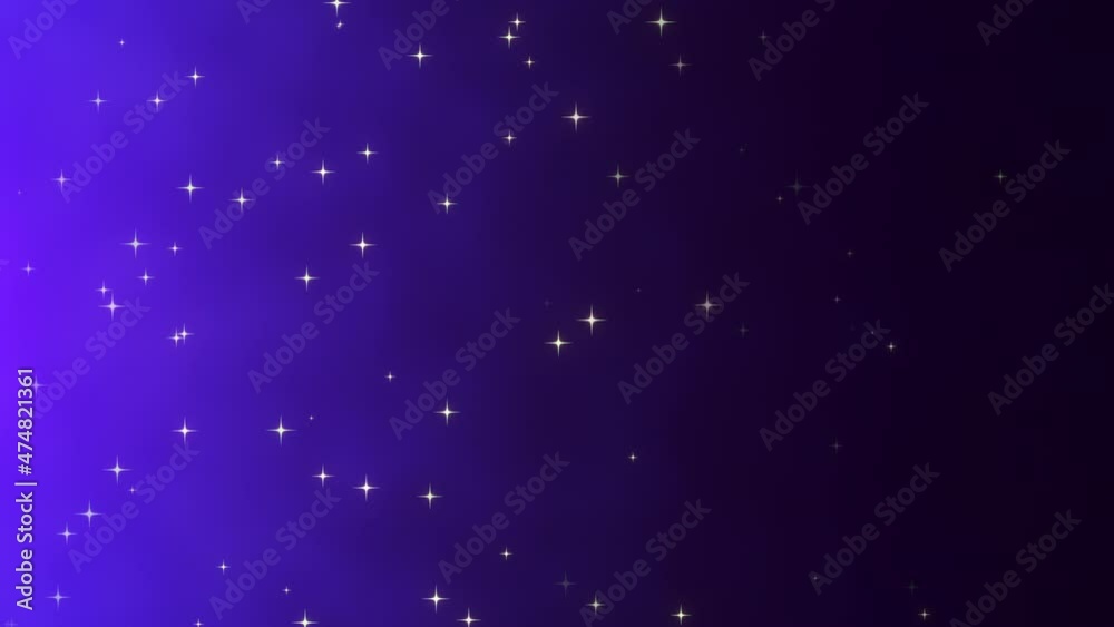 Gold stars and glitters in cloudy purple night sky, holidays and Valentines day style background Gold stars and glitters in cloudy purple night sky, holidays and Valentines day style background