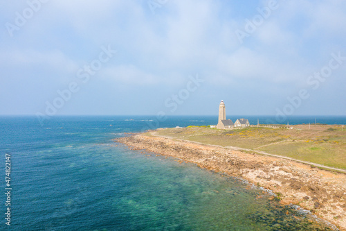 The Cap Levi lighthouse in Europe, France, Normandy, Manche, spring on a sunny day.