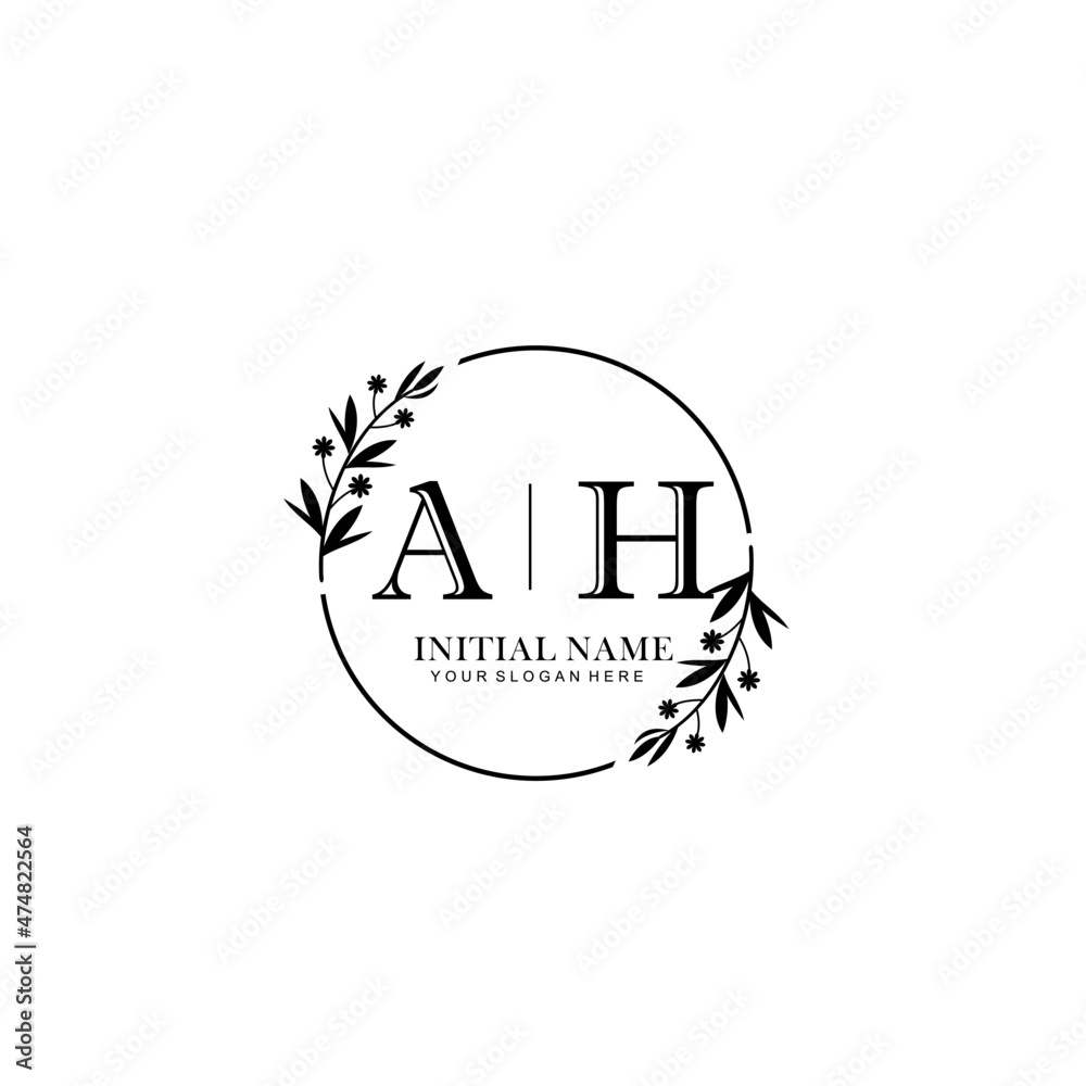 AH Hand drawn wedding monogram logo AH Hand drawn wedding monogram logo