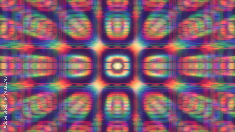 Abstract symmetrical rainbow glowing background