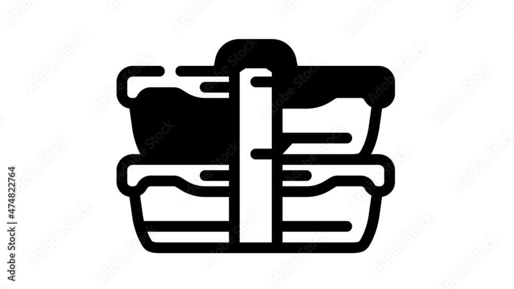 double lunchbox animated line icon double lunchbox sign. isolated on white background double lunchbox animated line icon double lunchbox sign. isolated on white background